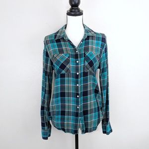 3 for $20 | Aeropostale | Teal Blue Button Plaid